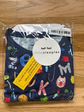 Little Sleepies Navy Alphabet Animal Print Pajama Set